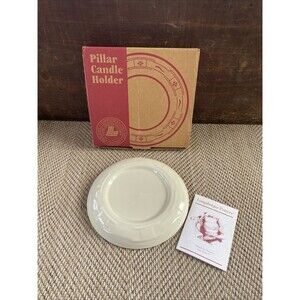 Longaberger Pottery Woven Traditions Pillar Candle Holder 7" Ivory 37702 USA